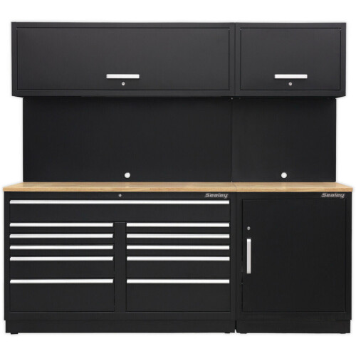 Loops All-in-One 2.3m Garage Storage System - Modular Units - Oak Wood Worktop