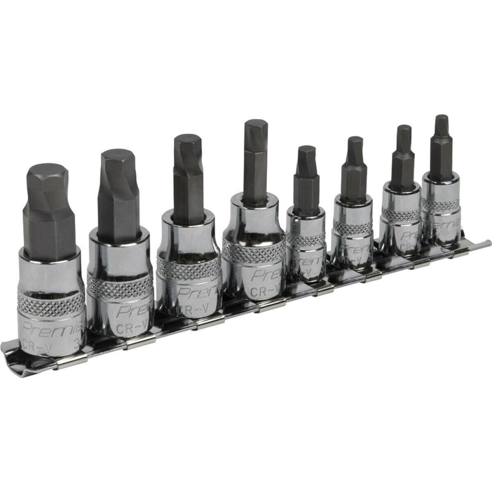 Loops 8Pc Imperial Hex Key Socket Bit Set - 1/4" & 3/8" Sq Dr Damaged & Stripped Bolts