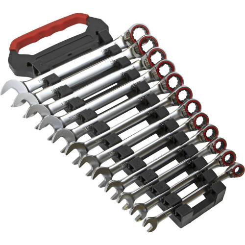Loops 12pc Reversible Ratchet Combination Spanner Set - 12 Point Metric Moving Socket