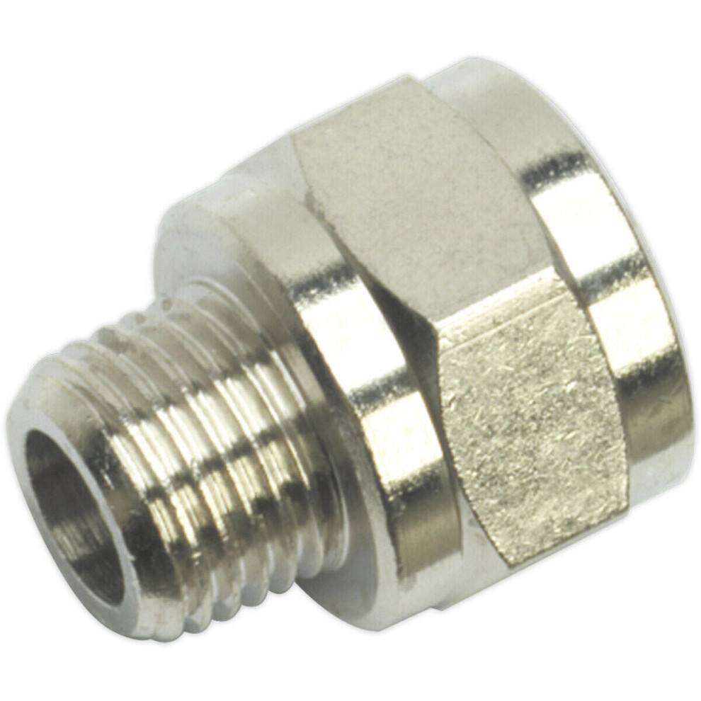 Air Tool Adaptor - 1/4" BSPT Male to 3/8" BSP Female - Hexagon Nipple Connector