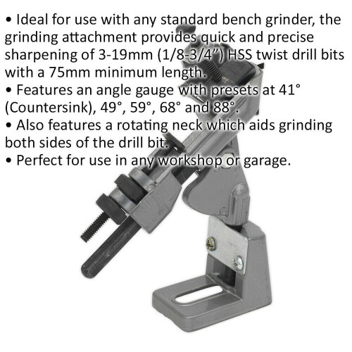 Loops Drill Bit Sharpener Bench Grinder Attachment - Precise Sharpening - Angle Gauge 1