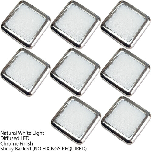 Loops Square LED Plinth Light Kit 8 NATURAL WHITE Spotlights Kitchen Bathroom Panel 2