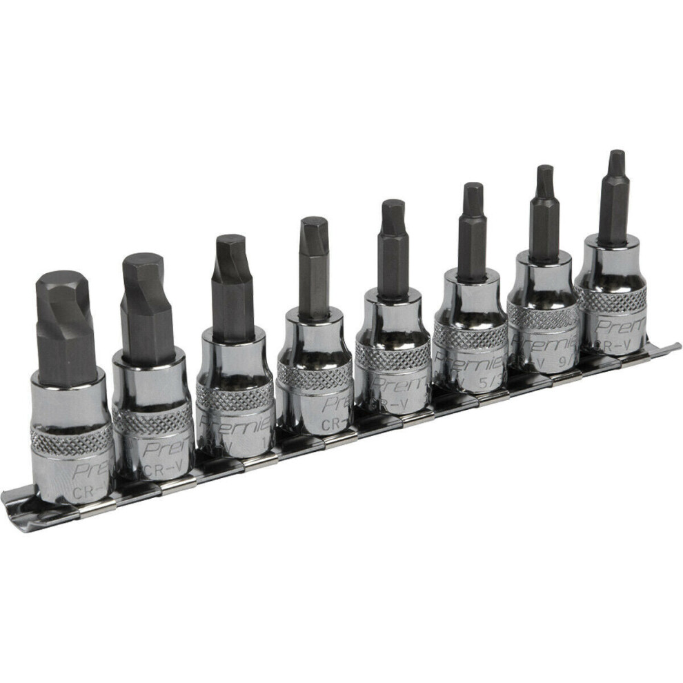 Loops 8Pc Imperial Hex Key Socket Bit Set - 3/8" Square Drive Damaged & Stripped Bolts