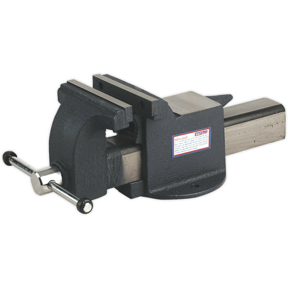 Heavy-Duty Bench Mounted Steel Vice - 150mm Jaw Width - Built In Anvil