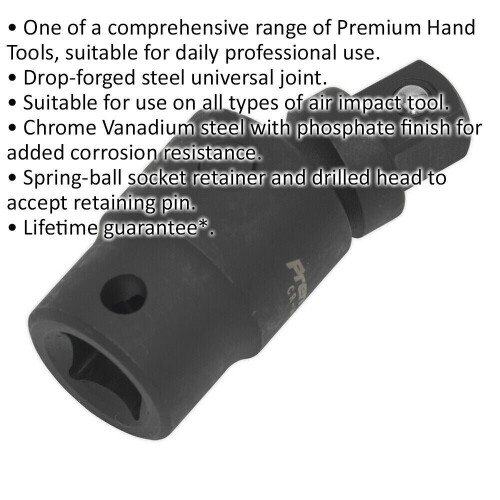 Loops Universal 3/8" Square Drive Impact Joint - Drop Forged - Spring Ball Retainer 1