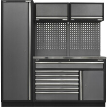 Garage Storage System Unit - 1960 x 460 x 2000mm - 38mm Stainless Steel Worktop