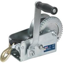 Geared Hand Winch with Webbing - 900kg Capacity - Manual Break - Hardened Steel