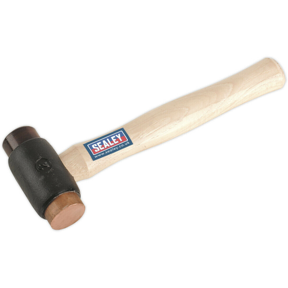 2.25lb Copper and Rawhide Faced Hammer - Hickory Wooden Shaft - Iron Head