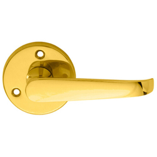 Loops Door Handle & Latch Pack Brass Victorian Scroll Straight Screwless Round Rose 2