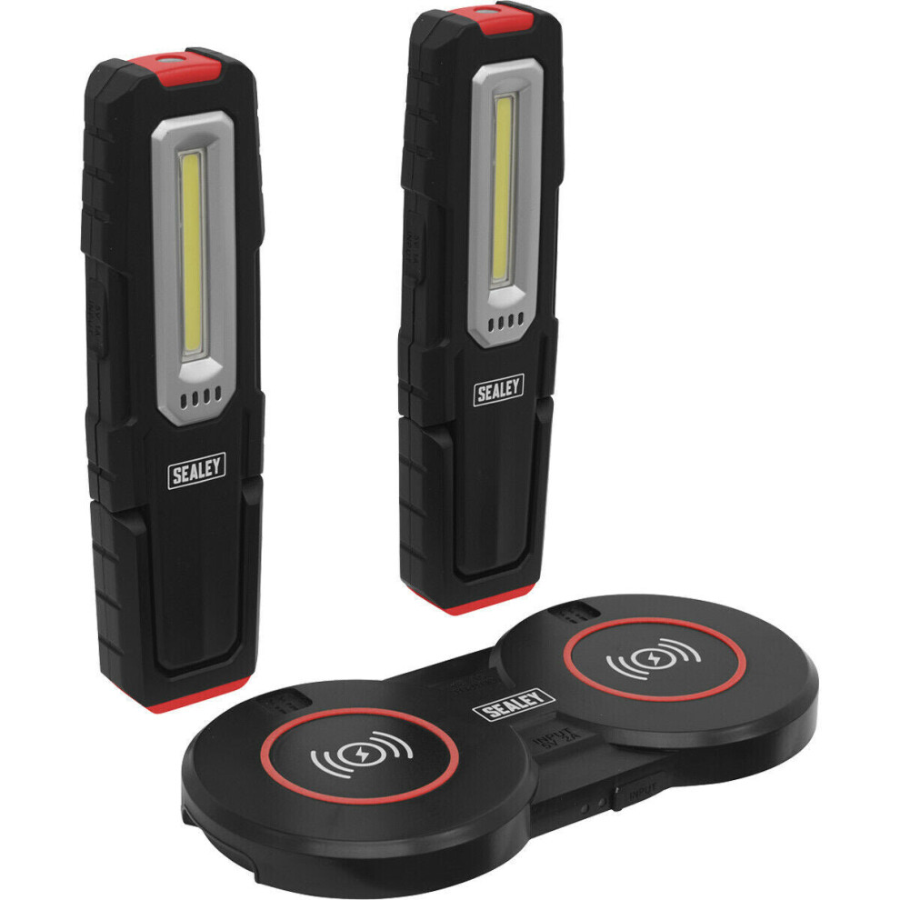 2 X Slim Magnetic Inspection Light & Dual Charging Base - 5W Cob & 1W Smd Led 5056524286036