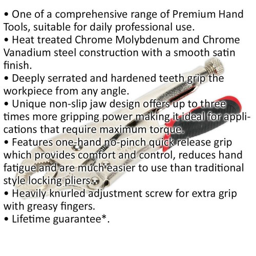 Loops 220mm Quick Release Locking Pliers - 45mm Jaw Capacity - Hardened Teeth 1