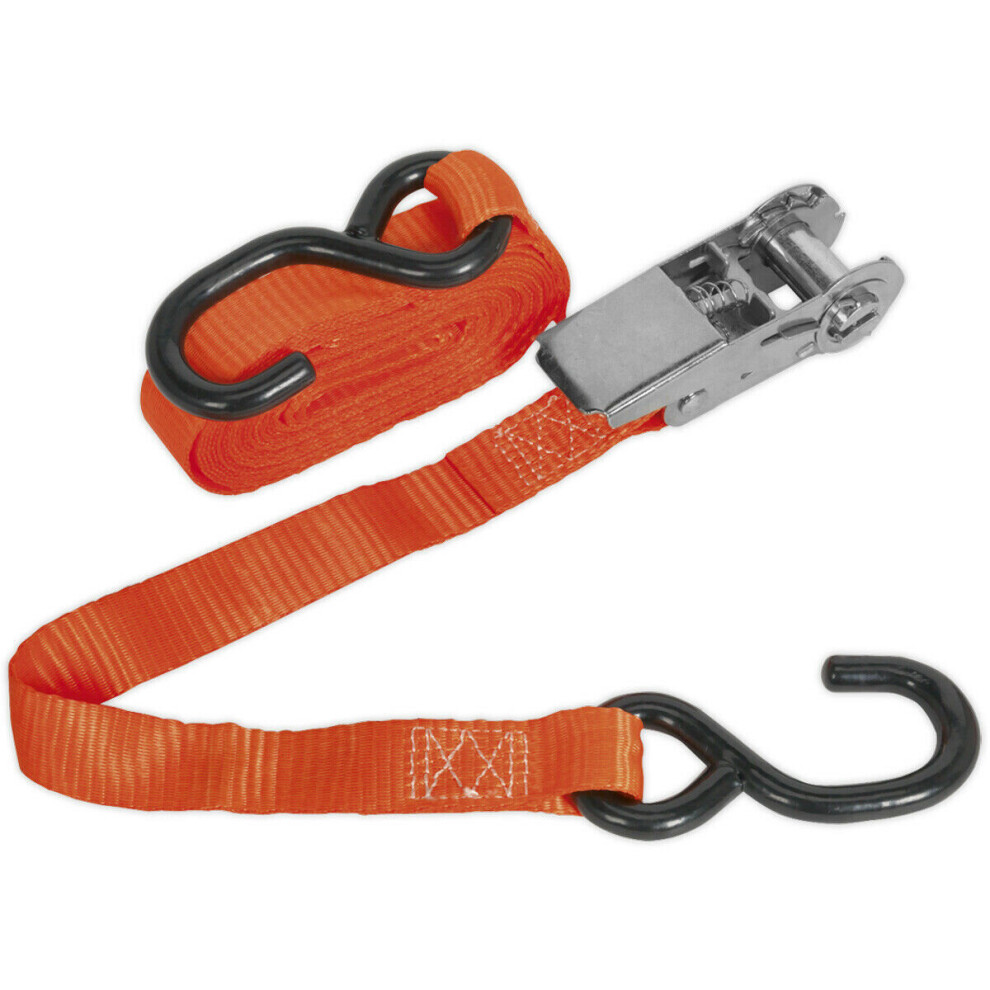 25mm x 4.5m 800KG Ratchet Tie Down Straps Set - Polyester Webbing & Steel S Hook