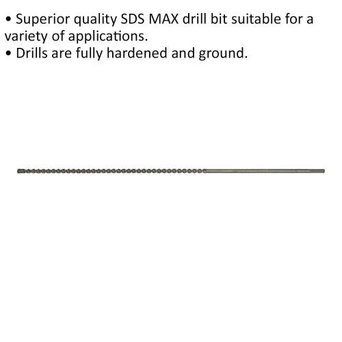 Loops 25 x 1320mm SDS Max Drill Bit - Fully Hardened & Ground - Masonry Drilling 1