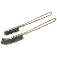 2 Pc Wire Brush Set - Skeletal Handle - Crimped Steel Fill - Straight & Curved