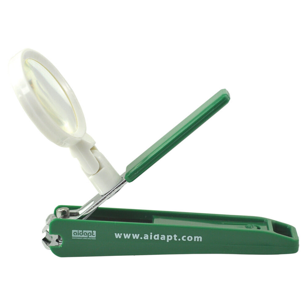 Nail Clipper with Magnifier - Fingernail Toenail Cutter Magnifying Glass - Green