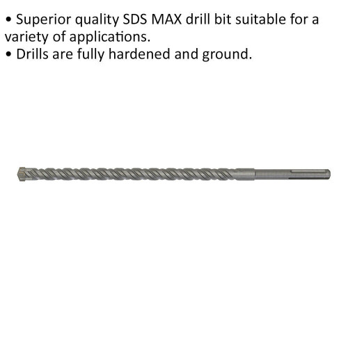 Loops 24 x 520mm SDS Max Drill Bit - Fully Hardened & Ground - Masonry Drilling 1