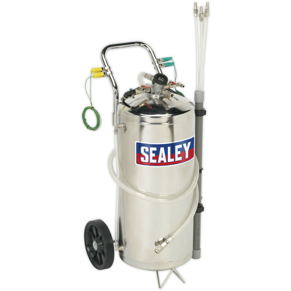 40L Air Operated Fuel Drainer Tank - Venturi Type Suction - Stainless Steel