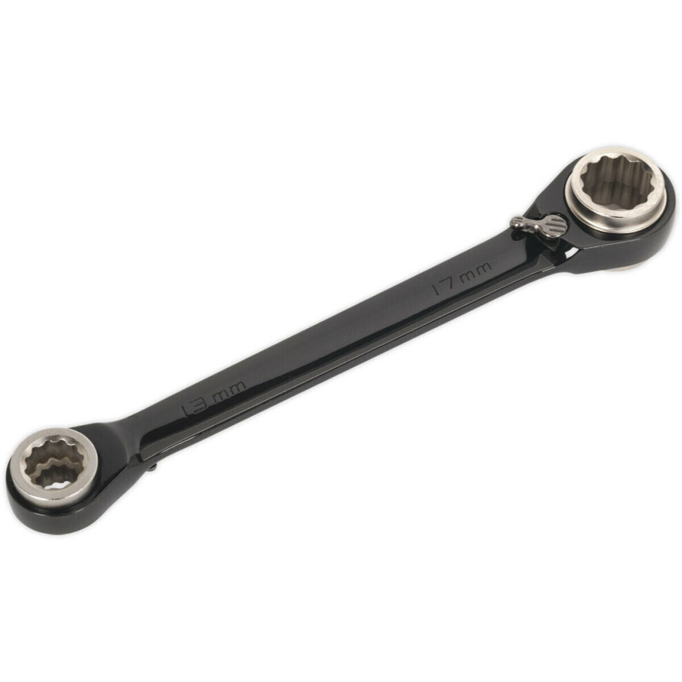 Loops Premium 4-In-1 Double Ended Reversible Ratchet Ring Spanner -Steel Metric Wrench