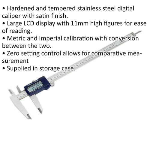 Loops 300mm Digital Vernier Calipers - Hardened & Tempered - LCD Display - Case 1