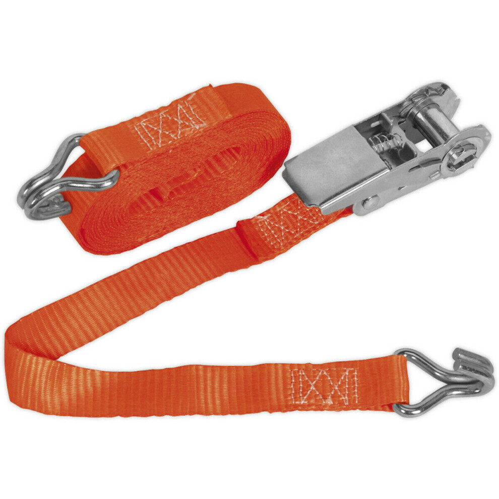 25mm x 4.5m 800KG Ratchet Tie Down Straps Set - Polyester Webbing & Steel J Hook