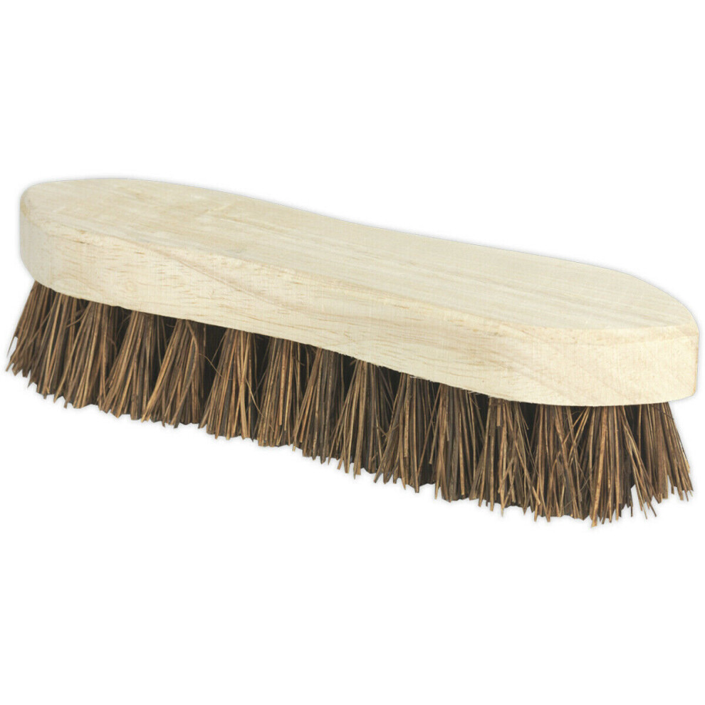 Loops Heavy Duty 8 Inch Scrubbing Brush - Hardwood Handle - Stiff Bassine Bristles