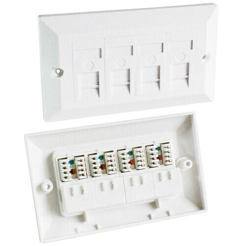 Loops Quad & 4x Single CAT6 Wall Face Plates 4 Port RJ45 Ethernet Network Data Socket 1
