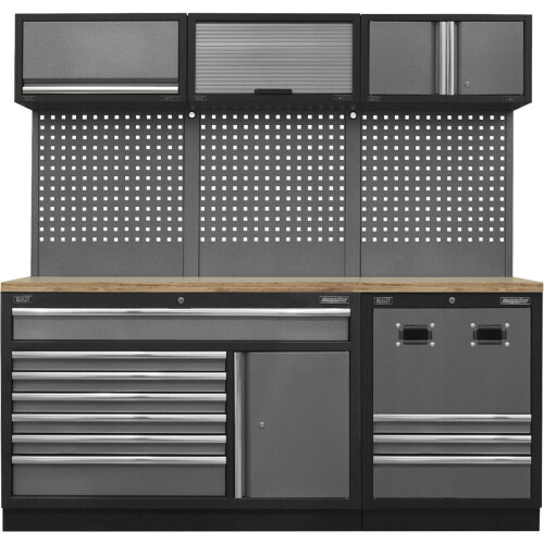 Loops Modular Garage Storage Unit - 2040 x 460 x 2000mm - 36mm Pressed Wood Worktop
