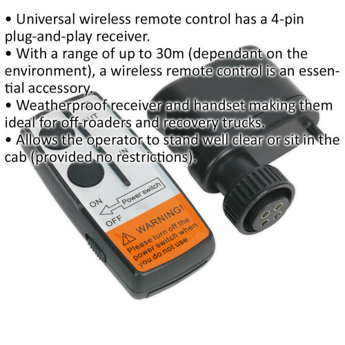 Loops 4 Pin Wireless Winch Remote Control - Weatherproof Receiver - Universal 1
