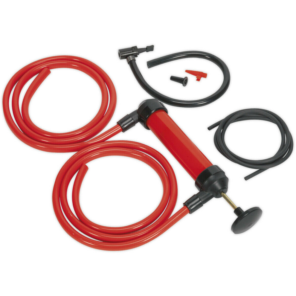 Multipurpose Syphon & Pump Kit - 2 x 1.3m Transfer Hoses - Fluid Transfer Pump