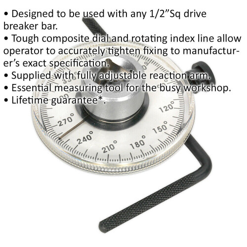 Loops Angular Torque Gauge - 1/2" Sq Drive - Adjustable Reaction Arm - Rotating Index 1