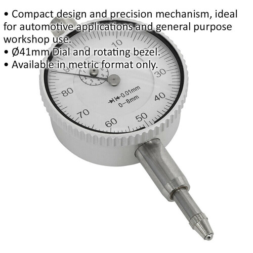 Loops Metric Dial Gauge Indicator - 8mm Travel - 41mm Dial - Rotating Bezel - Compact 1