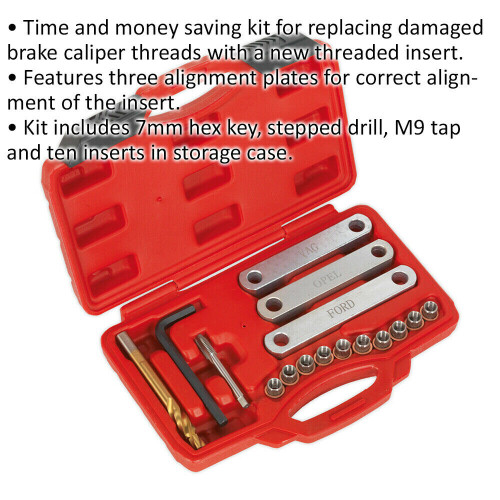 Loops Break Caliper Thread Repair Kit - M9 x 1.25mm - Damage Thread Replacement Insert 1