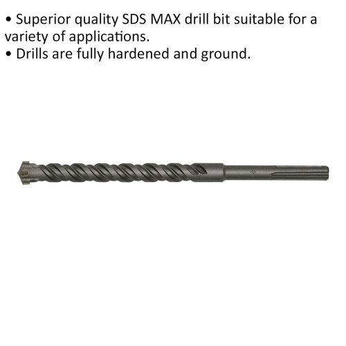 Loops 28 x 370mm SDS Max Drill Bit - Fully Hardened & Ground - Masonry Drilling 1