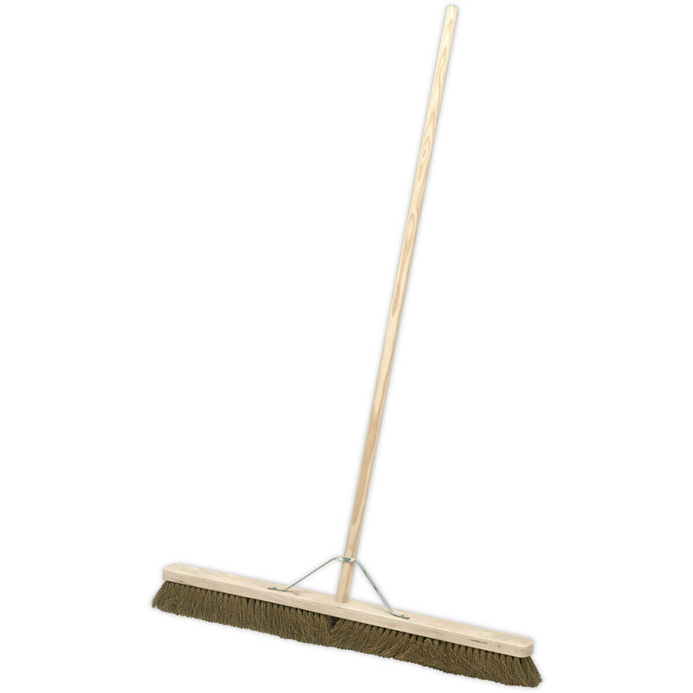 900mm Extra Wide Soft Bristled Broom - Wooden Handle - Metal Support Beam