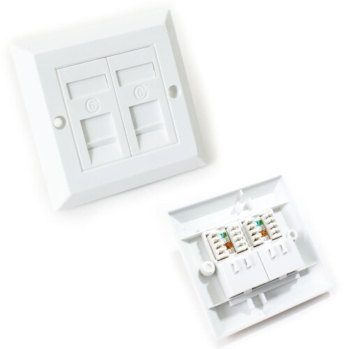 Loops Double & 2x Single CAT6 Wall Face Plates RJ45 Ethernet Network Data Socket 2