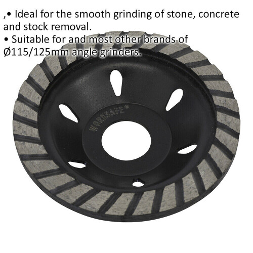 Loops Diamond Cup Stone Concrete Grinding Disc - 105mm Dia - 22mm Bore - Angle Grind 1
