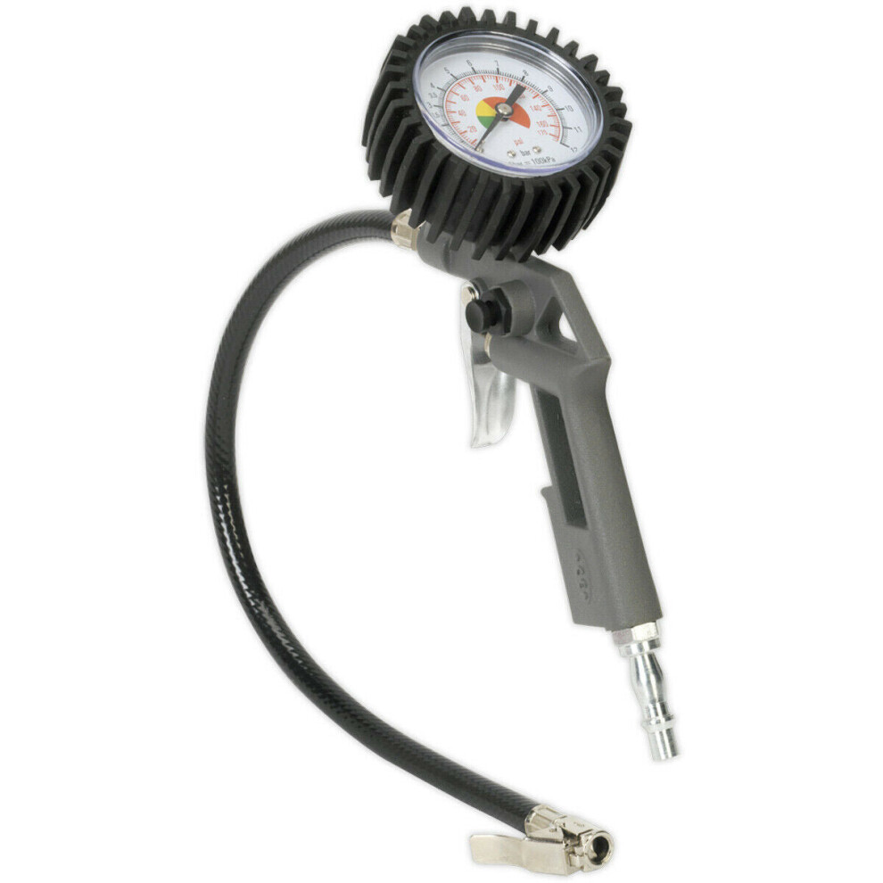 Tyre Air Inflator with Dial Gauge - Single Clip-on Connector - Quick Coupling