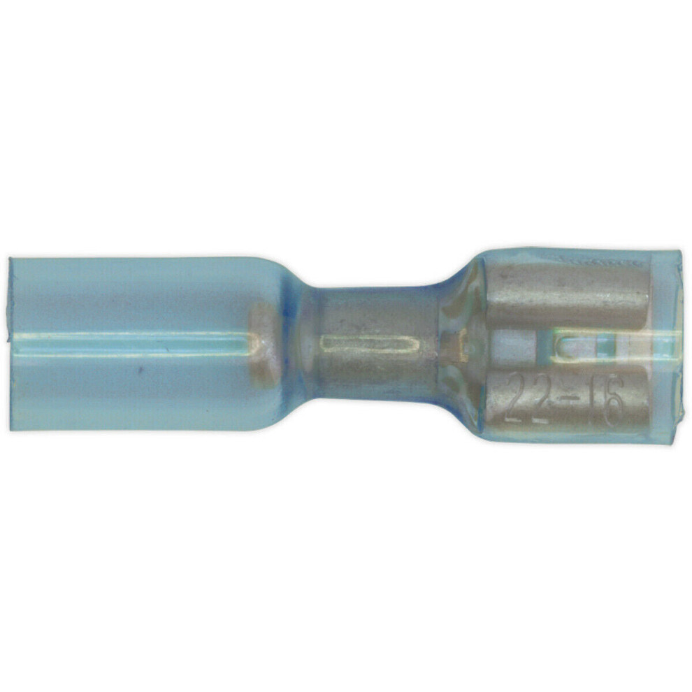 25 Pack 6.4Mm Heat Shrink Female Push-On Terminal - 16 To 14 Awg Cable - Blue 5056524265376
