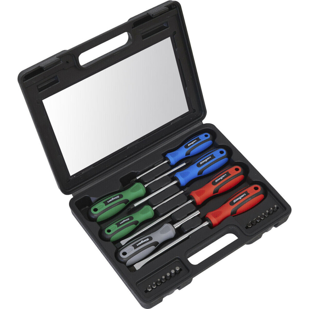 21 Pack Premium Soft Grip Handle Screwdriver Set & Case - Slotted Pozi Magnetic 5056581905536