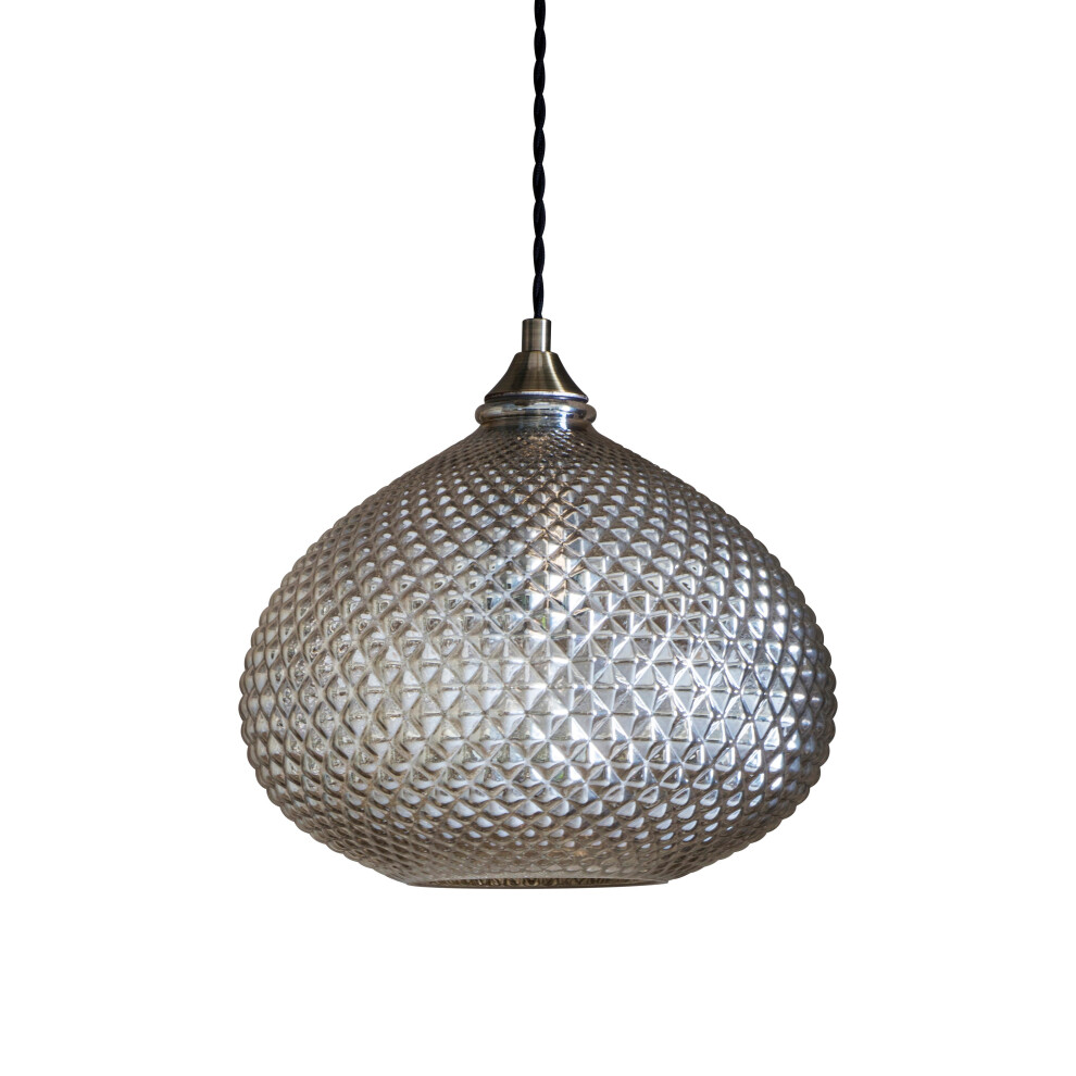 Loops Ceiling Pendant Light Champagne Glass & Antique Brass Plate 10W Led E27