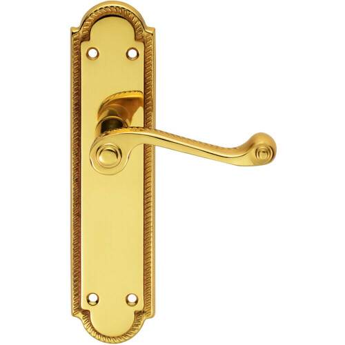 Loops Door Handle & Latch Pack Brass Slim Victorian Scroll Lever Reeded Backplate 2