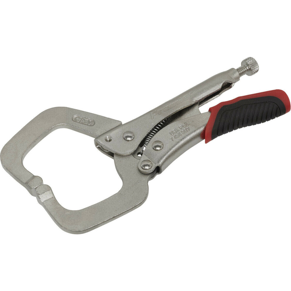 170mm Locking C-Clamp Pliers - 0-50mm Jaw Capacity - Knurled Adjustment Screw