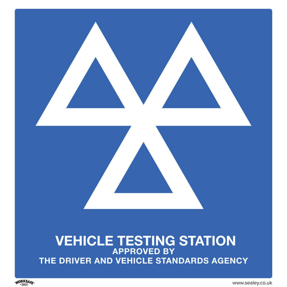 1x MOT TESTING STATION Safety Sign - Aluminium Metal 600 x 625mm Warning Plate