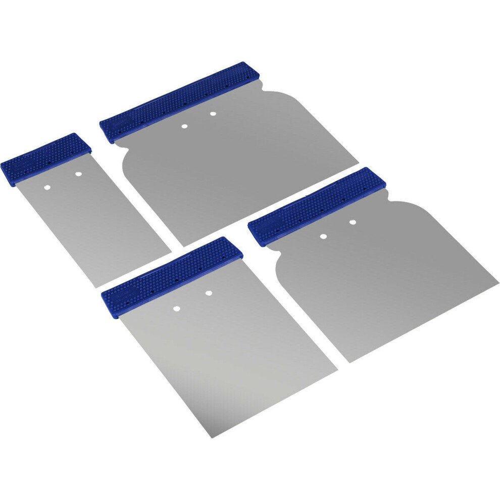 4 Piece Body Filler Applicator Set - Stainless Steel - Flexible Spreader Blades 5056524292419
