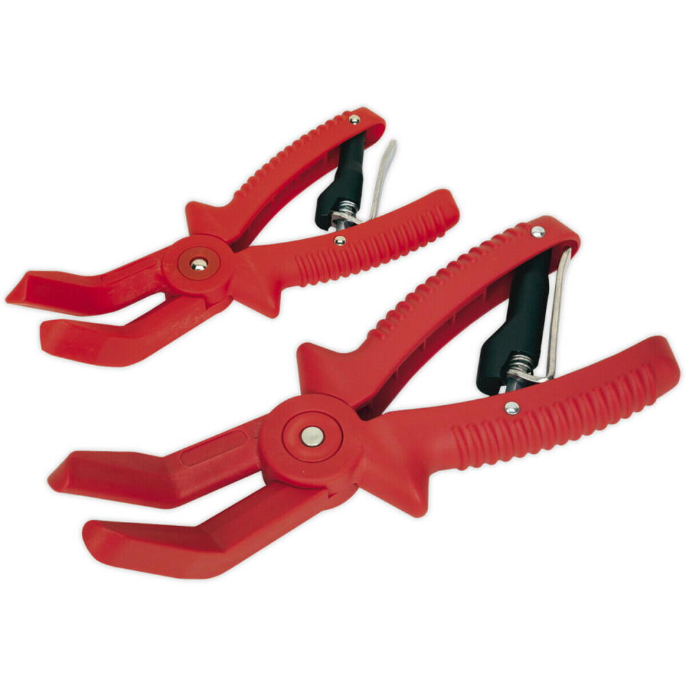 2 Piece 45 Degree Hose Pinch Tool Set - Auto-Locking Mechanism - Smooth Jaws