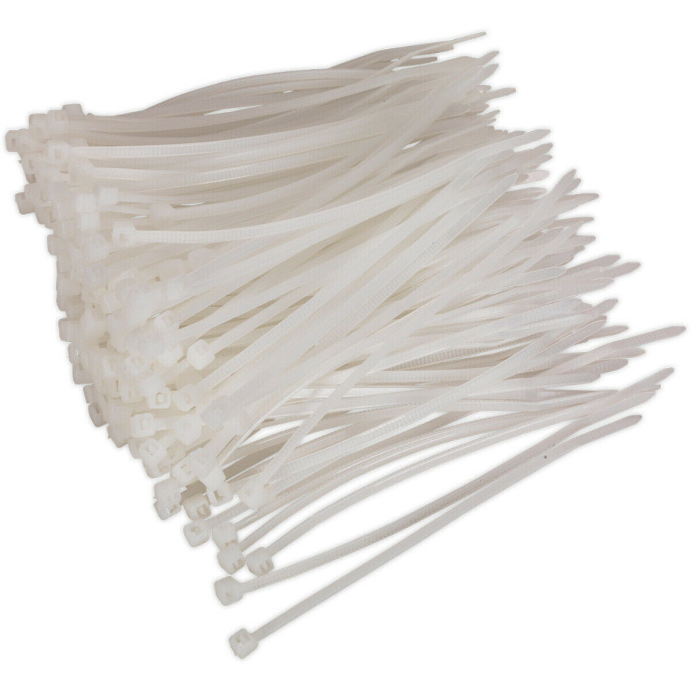 200 PACK White Cable Ties - 100 x 2.5mm - Nylon 66 Material - Heat Resistant