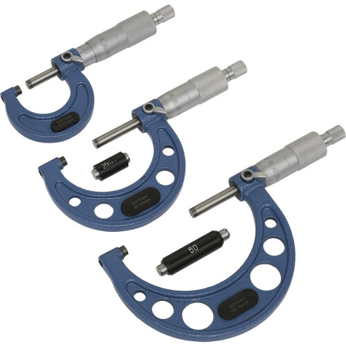 Loops 3 Piece Metric Micrometer Set - Lined Storage Case - Calibrated Extension Bars 2