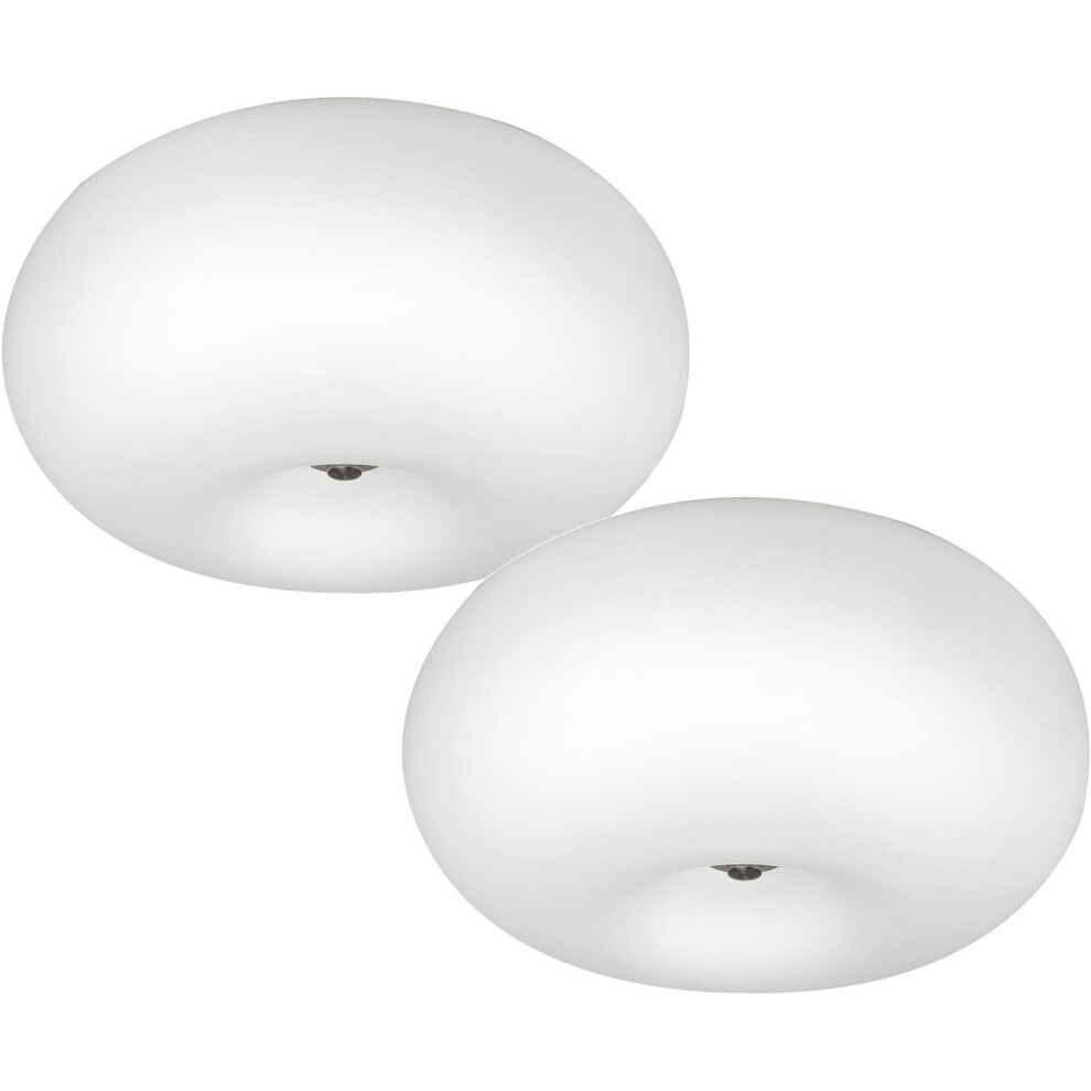 2 PACK Wall Flush Ceiling Light Satin Nickel Shade White Glass Opal Matt 2x E27