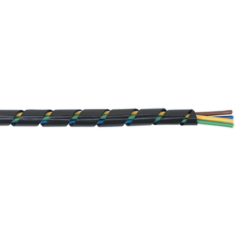 Loops 10M Black Spiral Wrap Cable Sleeving - 8 To 16Mm Diameter - Abrasion Resistant