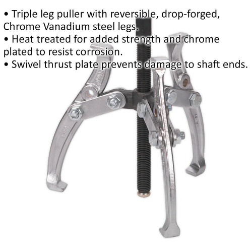 Loops 150mm Triple Leg Reversible Puller - Corrosion Resistant - Drop Forged Steel 1
